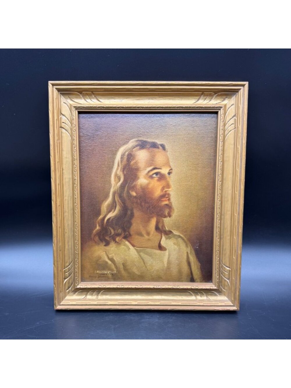Head Of Christ Jesus Christ Warner Sallman 1941 Lithograph Ornate Gold Frame Art